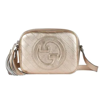 GUCCI Leather Crossbody Bag Shoulder Bag Women's Gold