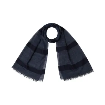 JOHNSTONS OF ELGIN Wool Cotton Shawls Unisex Marine Blue/Light Blue