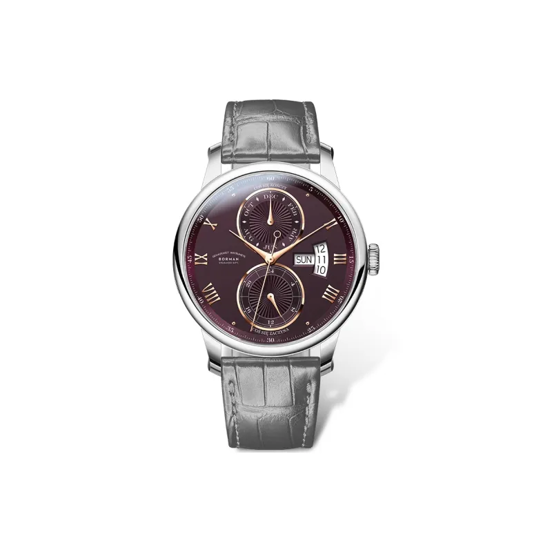 BORMAN Automatic Mechanical Movement Genuine Leather Strap Watch Men's Watches White Dial-17