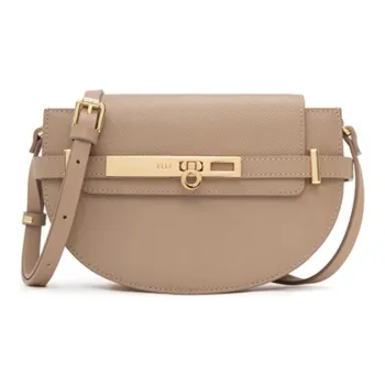 ELLE Cow Leather Saddle Bag Crossbody Shoulder Bag Women's Gray/Olive Green/Coffee