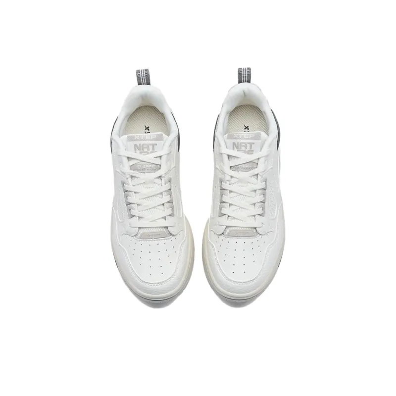 XTEP New Dawn Collection Slip Resistant Low Top Skateboard Shoes Women's White Gray-4
