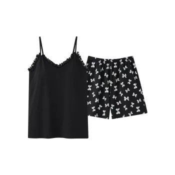 The Story Of The Flower Season Pajama Set Women's Black
