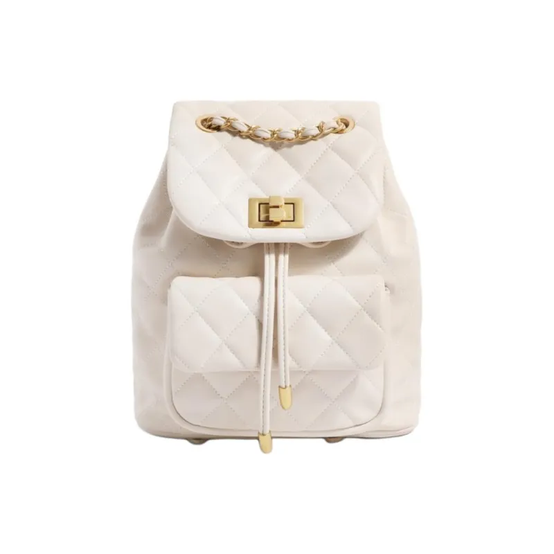 BELLE Artificial Leather Backpack Medium Size Women's Elegant Black/Milkshake White-0