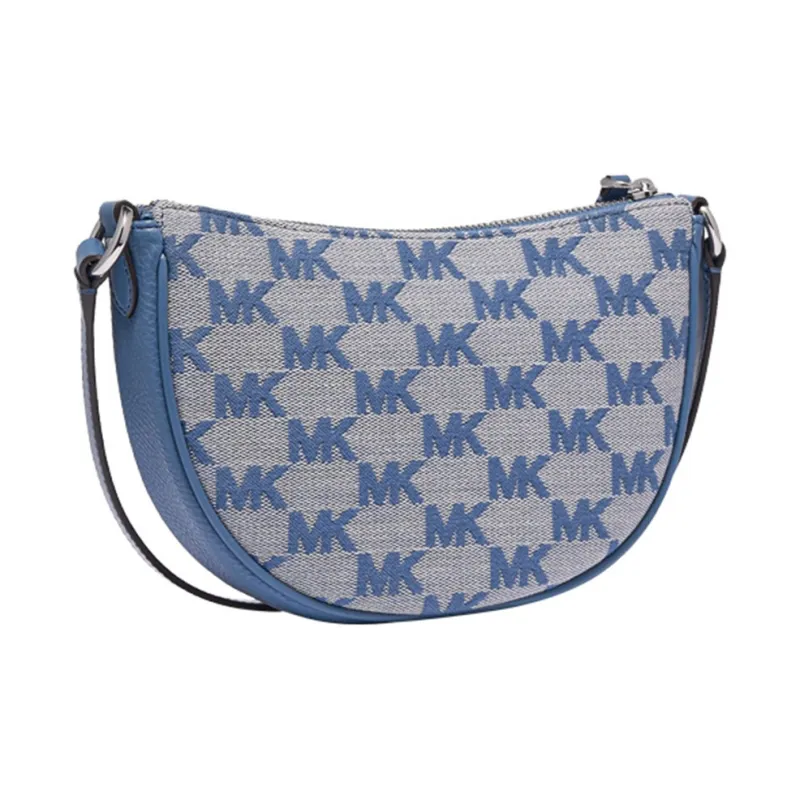 MICHAEL KORS Artificial Leather, Fabric Crossbody Bag Small Size Women's Denim Blue/White-1