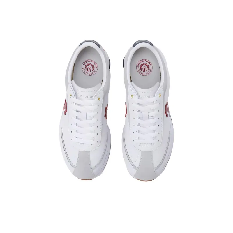 DESCENTE Cron Racer Anti Slip Wear Resistant Low Top Casual Shoes Unisex White Red-3