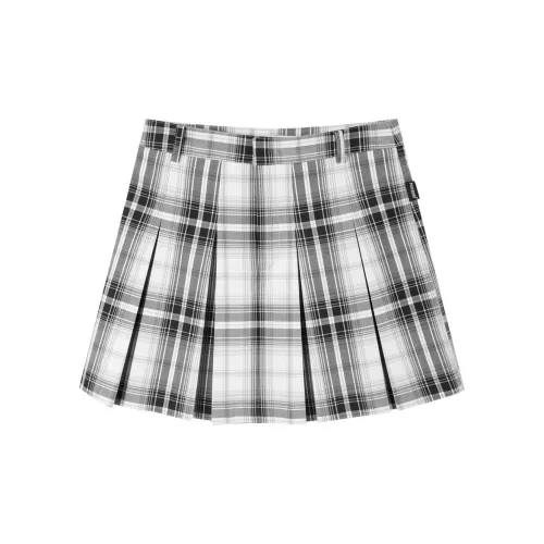 PEACEBIRD Casual Short Skirts Women's Black White Plaid