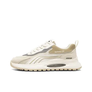 GERTOP Casual Shoes Men Low Top Beige Green, Beige Apricot