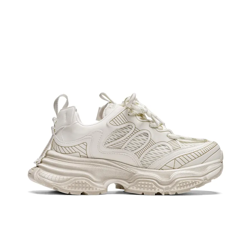 Kappa Anti Slip Wear Resistant Low Top Chunky Sneakers Women's Classic White-1