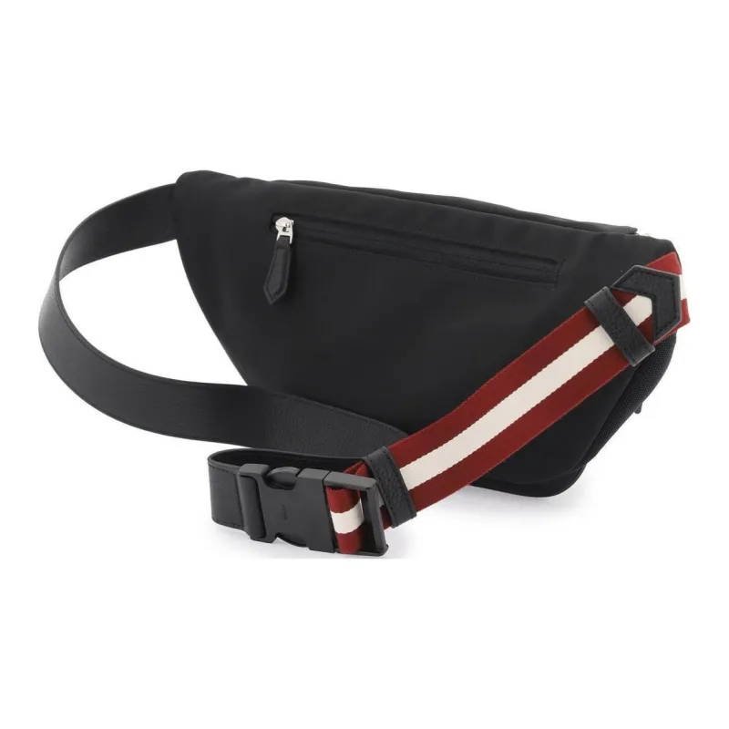 BALLY Nylon Fabric Fanny Pack Men's Black-4