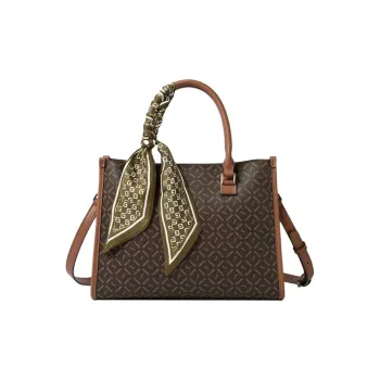 TUCANO PVC Leather With Synthetic Leather One Shoulder Handbag Tubas Women's Ecru/Coffee