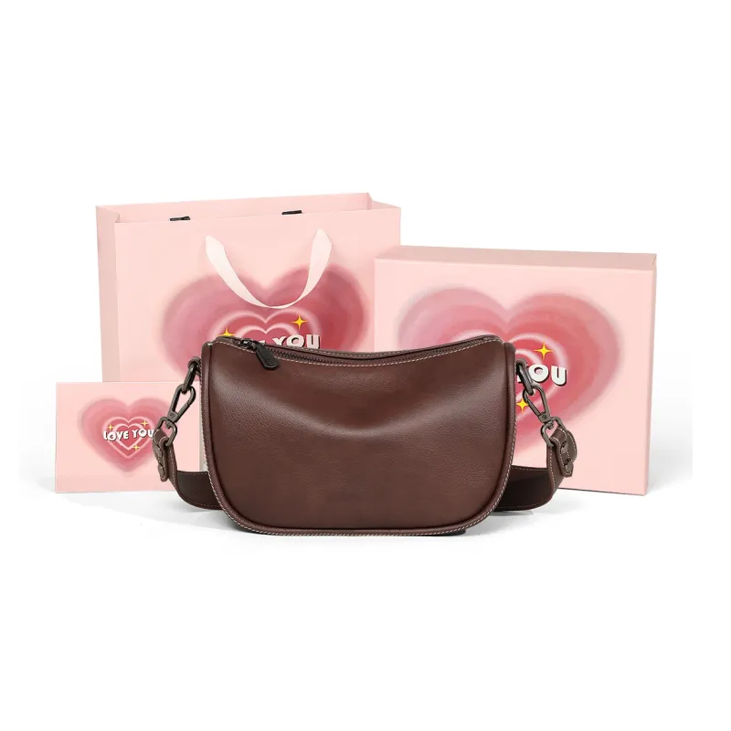 COMELY Cow Leather Patchwork Synthetic Leather Pillow Bag Dumpling Bag Crossbody Bag Regular Women's Brown-7