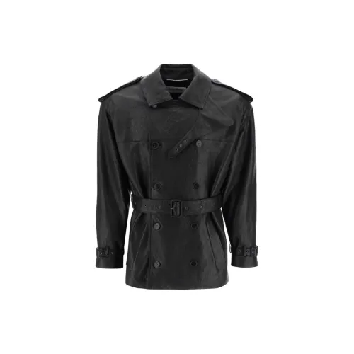 SAINT LAURENT Leather Jackets Men Black