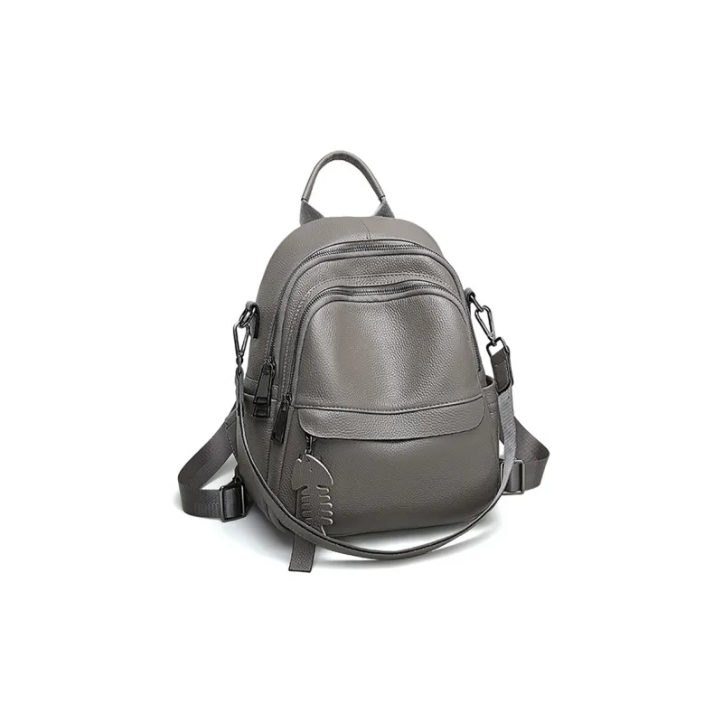 Kevin Cohen Synthetic Leather With Cow Leather Backpack Regular Women's Black/Gray-4