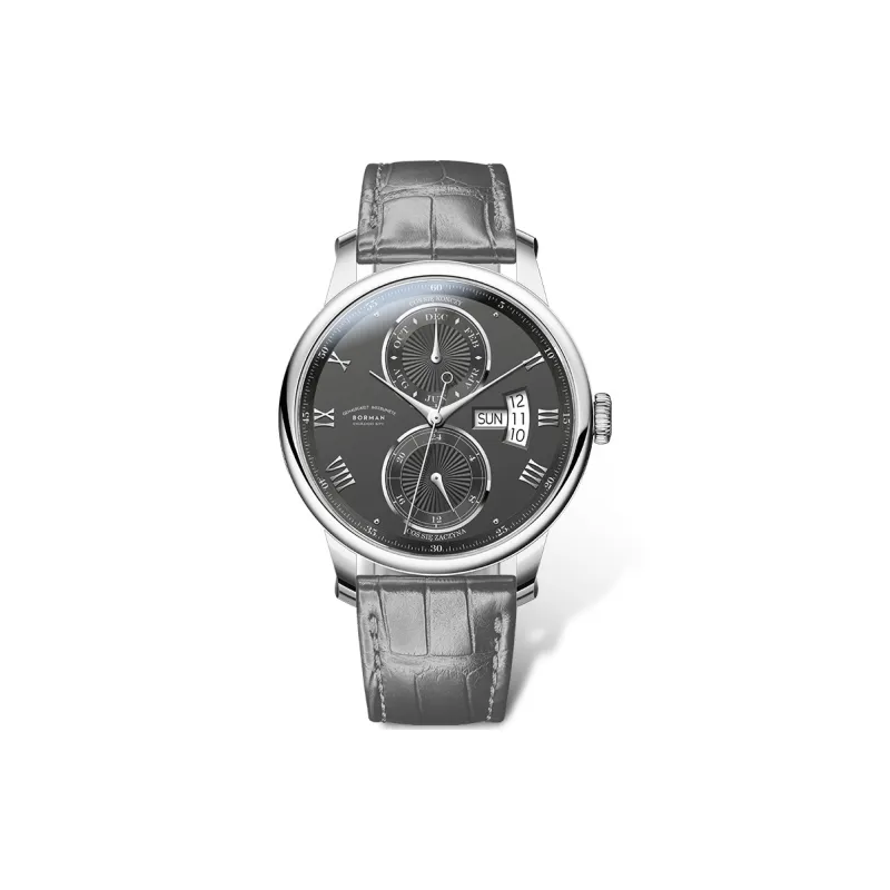 BORMAN Automatic Mechanical Movement Genuine Leather Strap Watch Men's Watches White Dial-19
