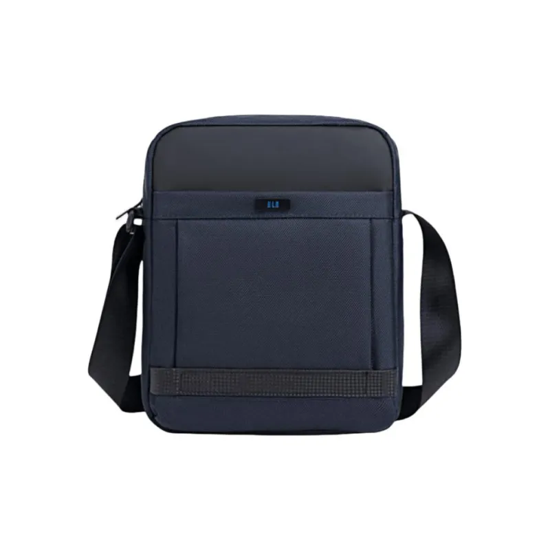 HLA Polyester Crossbody Bag, Shoulder Bag Medium Size Men's Navy Blue/Carbon Fiber Black-0
