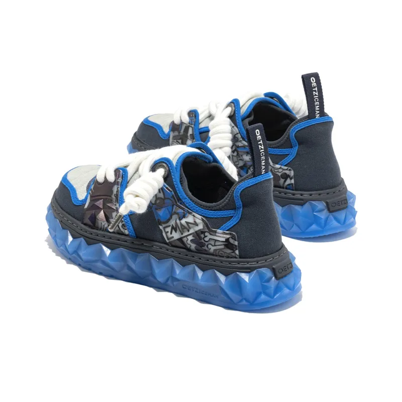 Wotto Artist x OETZI Ice Man Oz Height Increasing Coverage Low Top Casual Shoes Men's Dark Blue & Light Gray-2