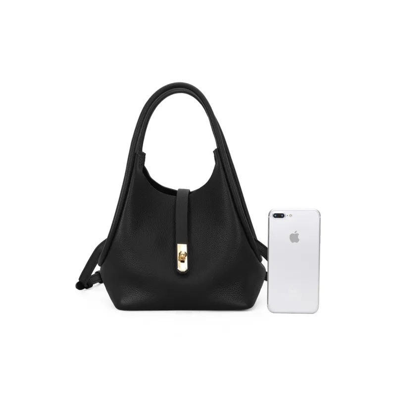 PIERRE CARDIN Versatile Commute Women's Bag Fashion Genuine Leather One Shoulder Handbag Women's Ecru/Black/Brown-13