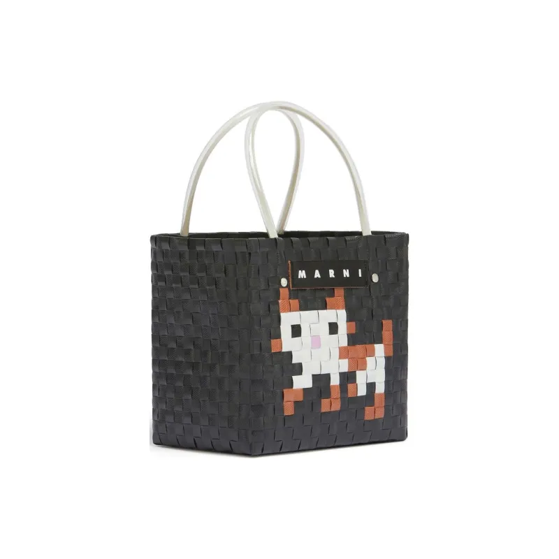 MARNI Basket Series Polypropylene With Cow Leather Basket Bag Handbag Women's Dark Gray-2