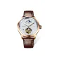 Rose Gold Case White Dial Brown Leather