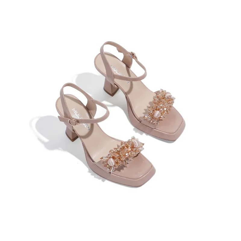 Mulinsen Strap Sandals 9.5cm Women's Nude-3