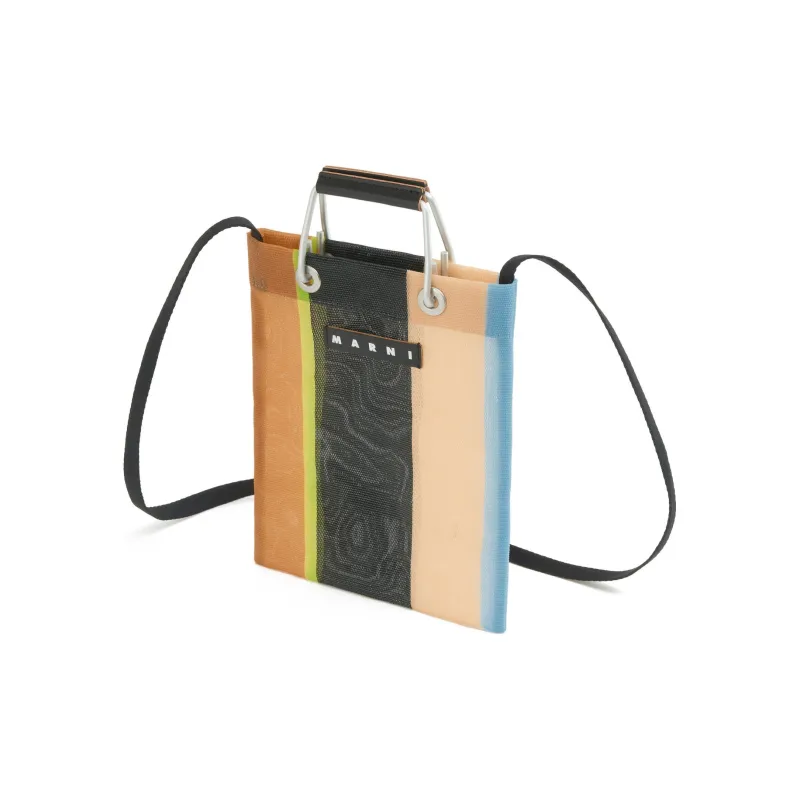 MARNI Technical Fabric Spandex Tote Bag Shopping Bag Handbag Shoulder Bag Crossbody Bag Mini Women's Multicolor & Brown-2