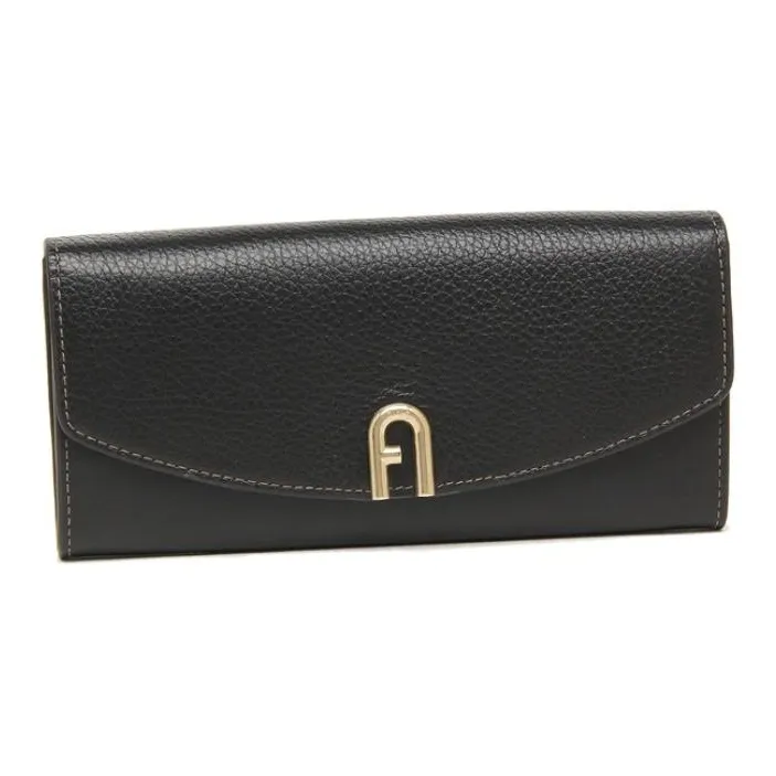 Furla Grained Calfskin Coin Purses Wallets Extra Large Women's Black-1