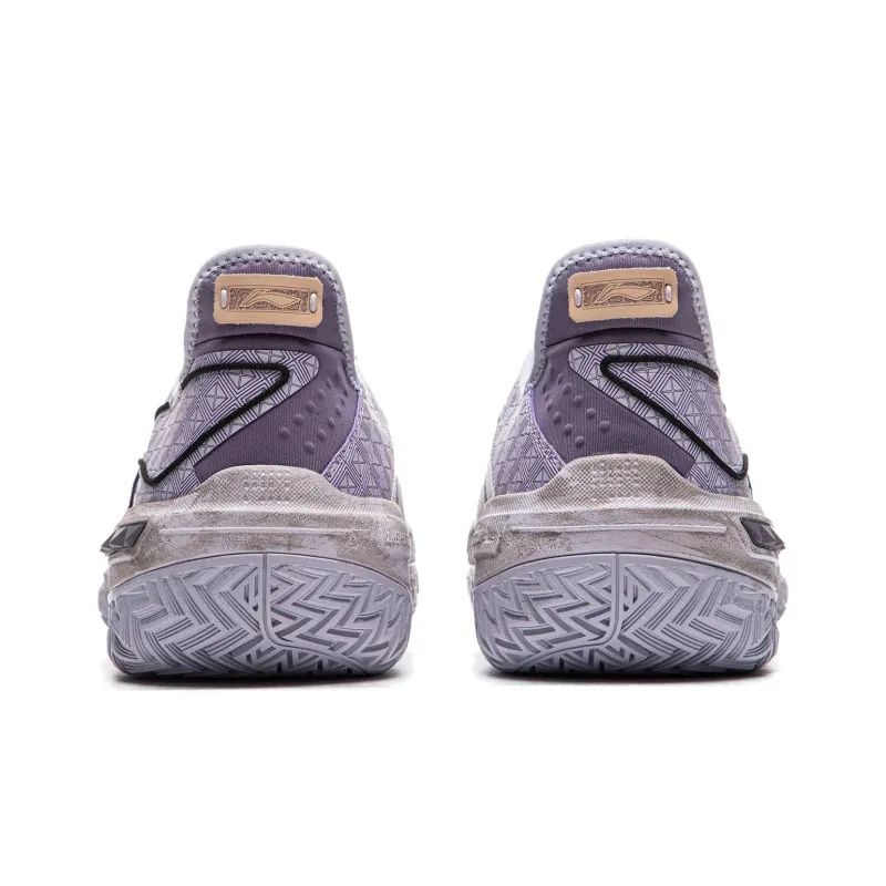 LiNing Shudder Cushioning Anti Slip And Wear Resistant Lightweight Rebound Low Top Basketball Shoes Men's Purple Black-4