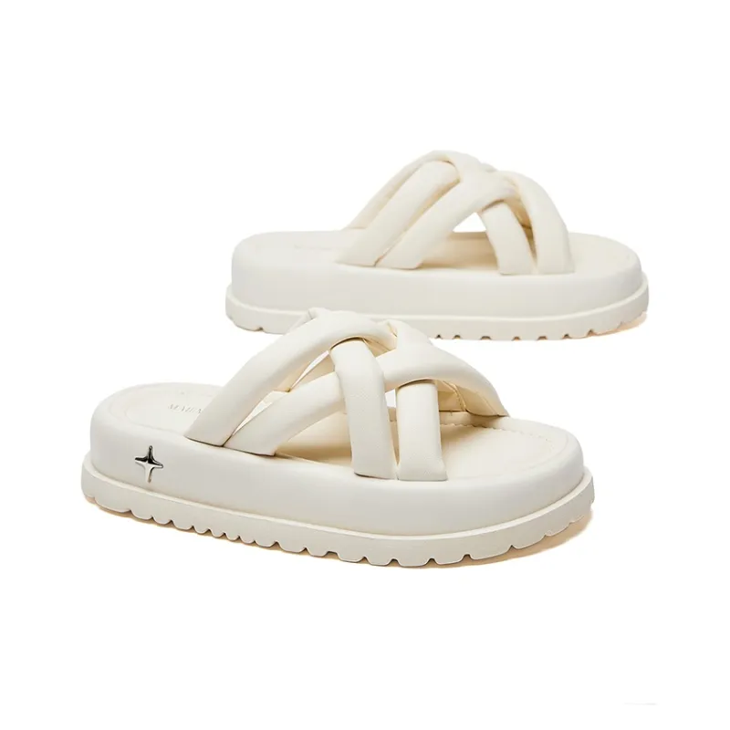 MALEMONKEY PU Polyurethane Woven Slip-Resistant Abrasion-Resistant Slide Slippers Women's-11