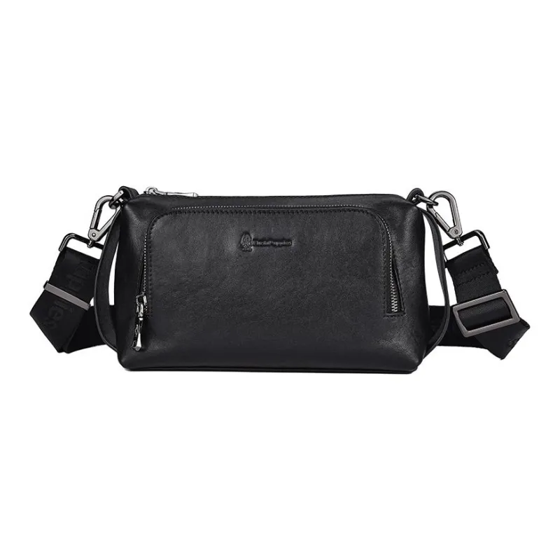 Hush Puppies Cow Leather Handbag, Shoulder Bag Men's Black/Blue-0