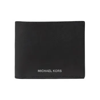 MICHAEL KORS Harrison Saffiano Leather Passport Clip Wallet Men's Black