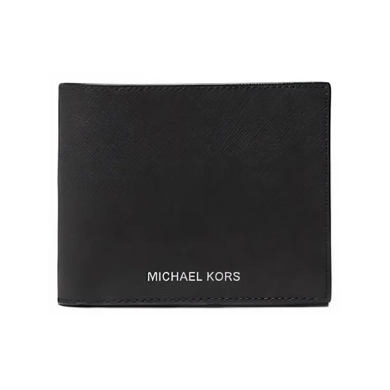 MICHAEL KORS Harrison Saffiano Leather Passport Clip Wallet Men's Black-0