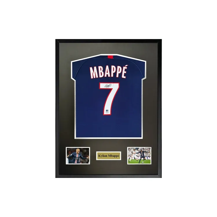 Three For Collection Mbappé Signed Soccer Apparel Jersey 19-20 Paris Saint-Germain Framed With SA Certificate-0