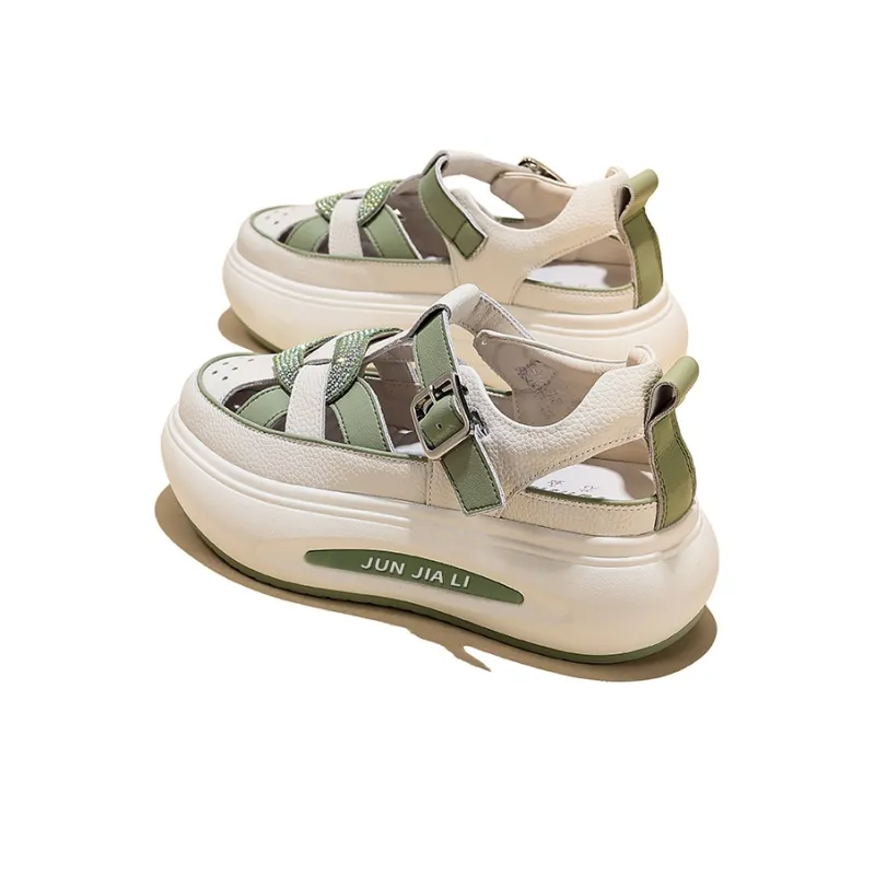 Junjali Beach Sandals Women's Red, White, Green, Blue, Yellow-11