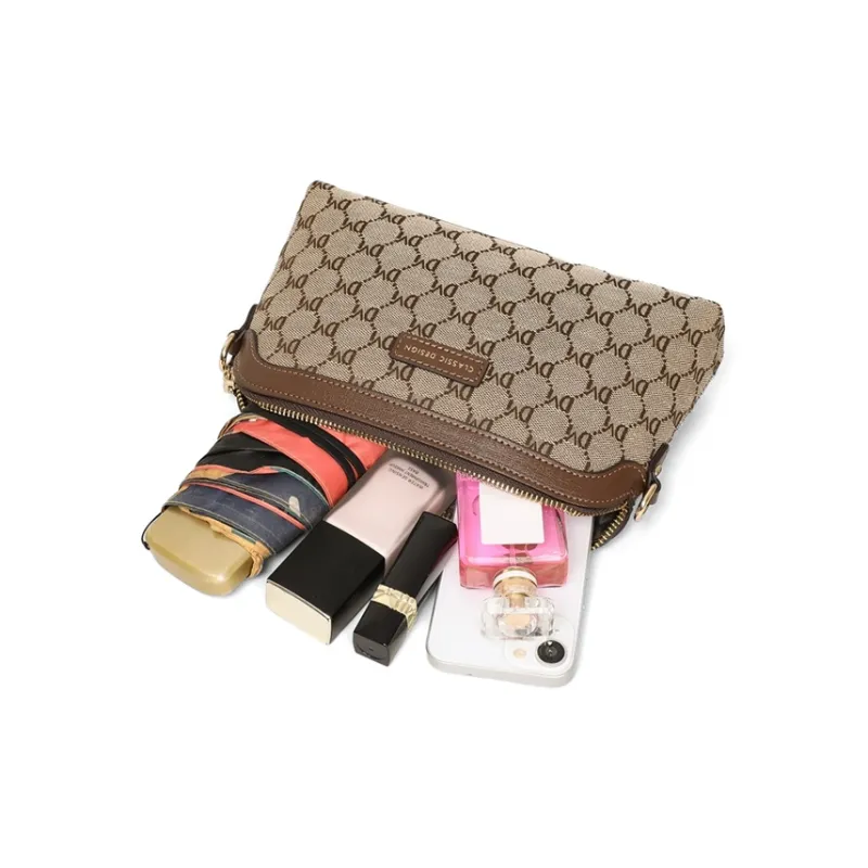 VINEY Fabric Shoulder Bag, Crossbody Bag Regular Women's Coffee-3