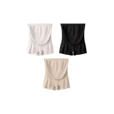 M1534-C Set-Belly Support Anti-Exposure Shorts-Ecru+Black+Skin (3 Pack)