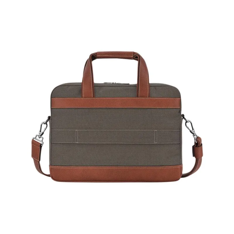 LONGCHAMP Boxford Fabric With Leather Crossbody Bag Laptop Bag Briefcase Handbag Shoulder Bag Men's Army Green Brown-2