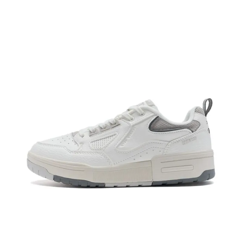 XTEP New Dawn Collection Slip Resistant Low Top Skateboard Shoes Women's White Gray-0