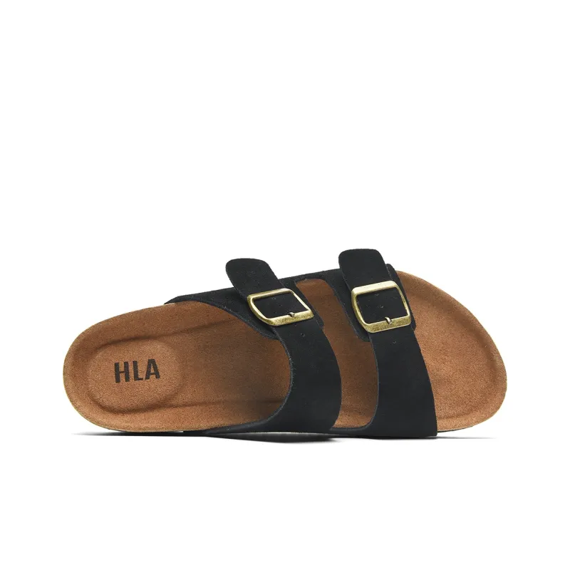 HLA Beach Sandals Men Black Khaki-2