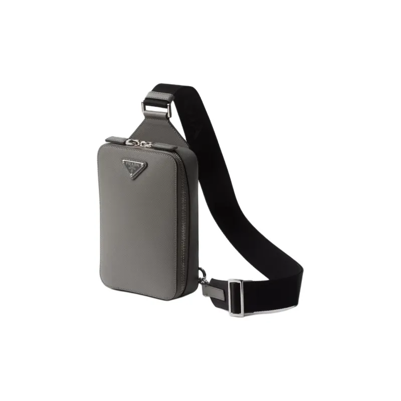 PRADA Saffiano Cow Leather Shoulder Bag Crossbody Bag Sling Bags Men's Marble Gray-1