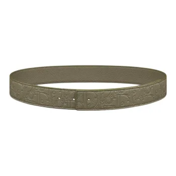 DIOR Solid Color Design, Smooth Buckle Calfskin Leather Belts Unisex Green Width 3.5CM