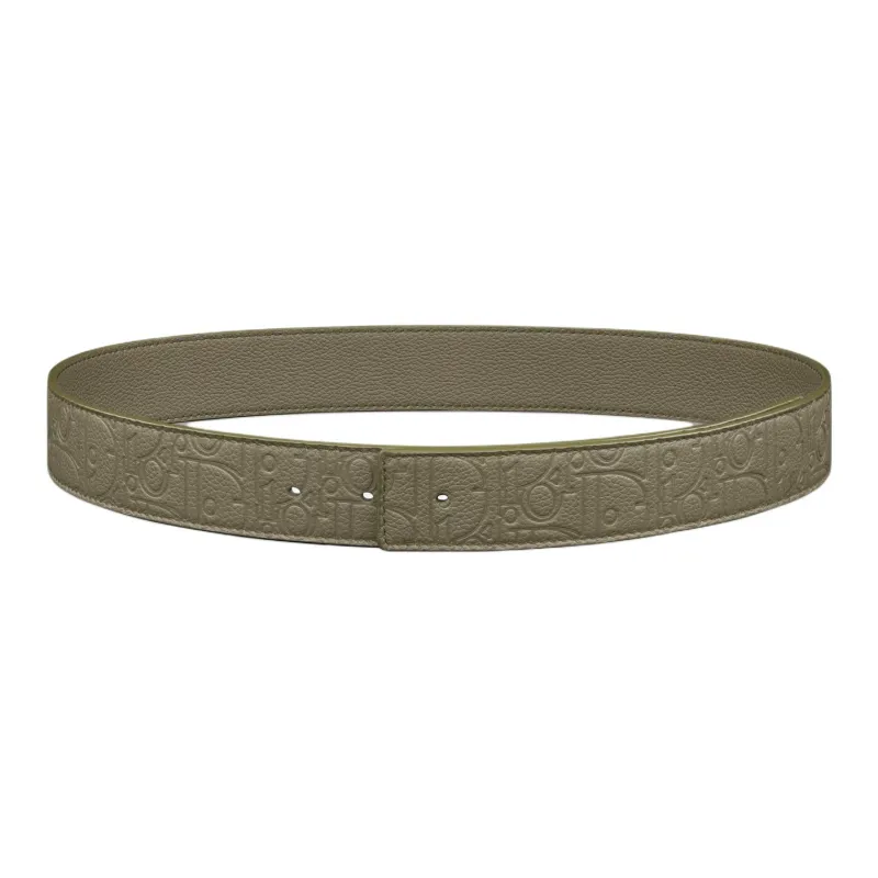 DIOR Solid Color Design, Smooth Buckle Calfskin Leather Belts Unisex Green Width 3.5CM-0