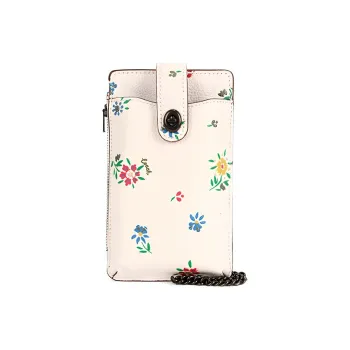 COACH Turnlock PVC Crossbody Cell Phone Pouch With Card Slot Mini Women's White
