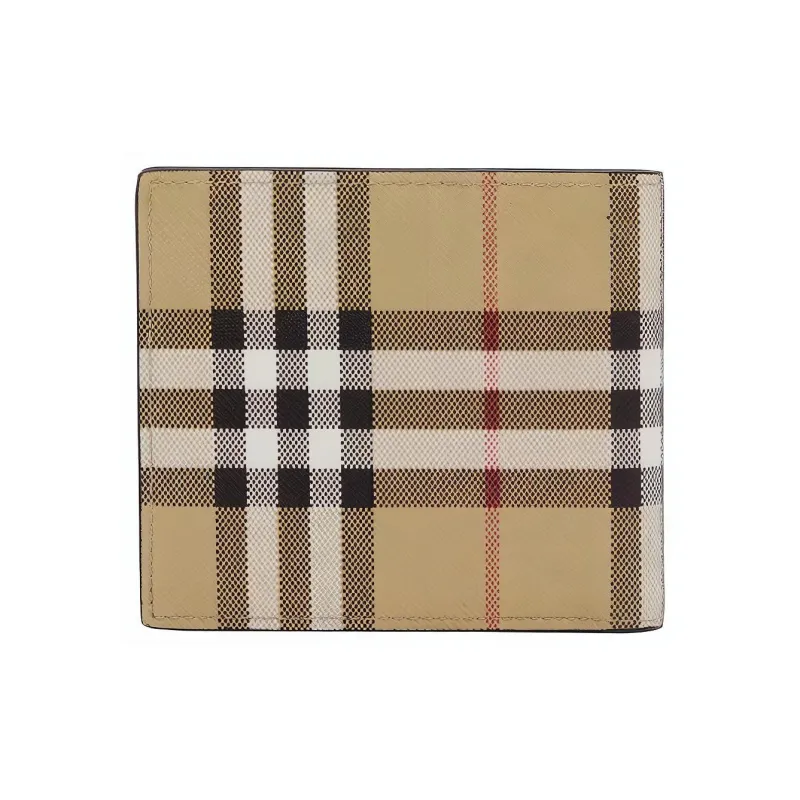 Burberry Cotton With Cow Leather Zero Wallet Card Clip Card Holder Regular Men's Archive Beige-2