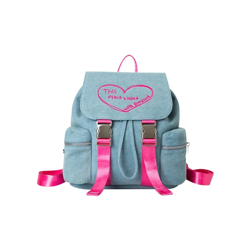Puui Denim Backpack Regular Unisex Blue/Pink-0