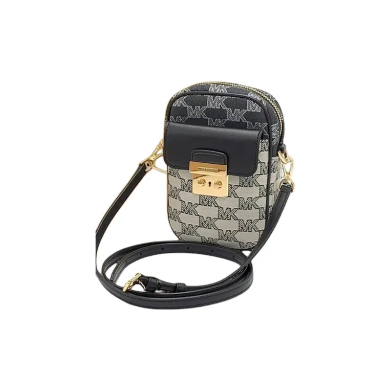 MICHAEL KORS Sloan Fabric Crossbody Cell Phone Pouch Trumpets Women's Black/Beige-2