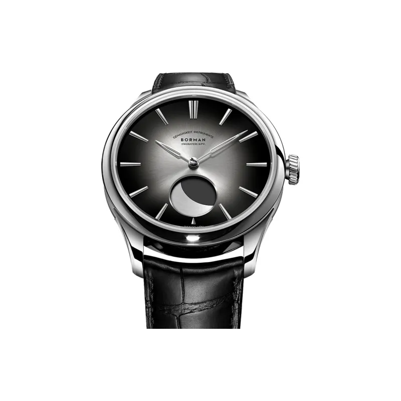 BORMAN Automatic Mechanical Movement Genuine Leather Strap Watch Men's Watches Black Dial-2