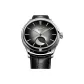 Silver Case Gunmetal Dial Black Leather