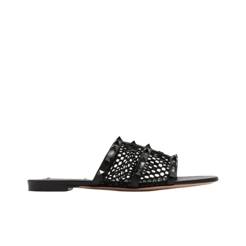 Valentino Slide Slippers Women's Black-1