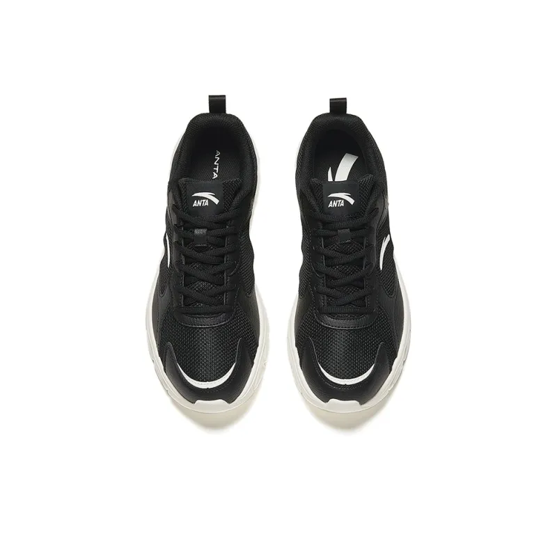 Anta Anti-Slip Wear-Resistant Low-Top Running Shoes Men's Black White-2
