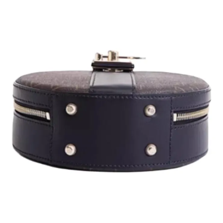 FION PVC Small Round Bag, Crossbody Bag, Shoulder Bag Trumpets Women's Coffee & Black/Ecru & Camel-6